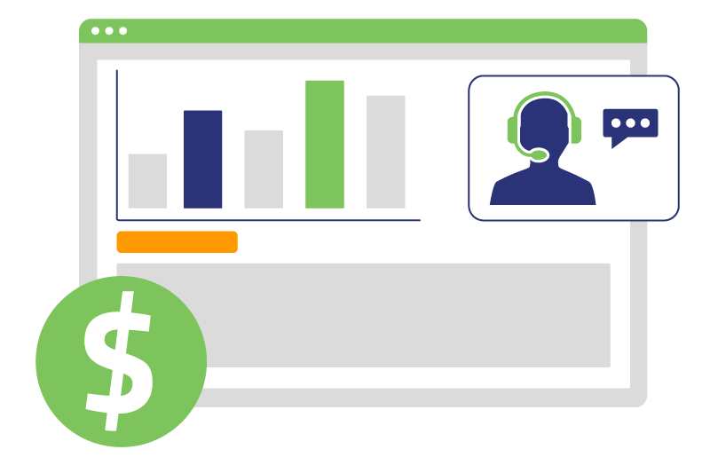 Illustration of a dashboard with support